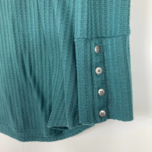 Chaser Teal Thermal Waffle Knit Sweater Pullover - Picture 4 of 8